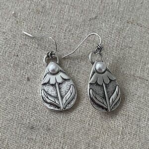 Floral Drop Earrings Faux Pearl